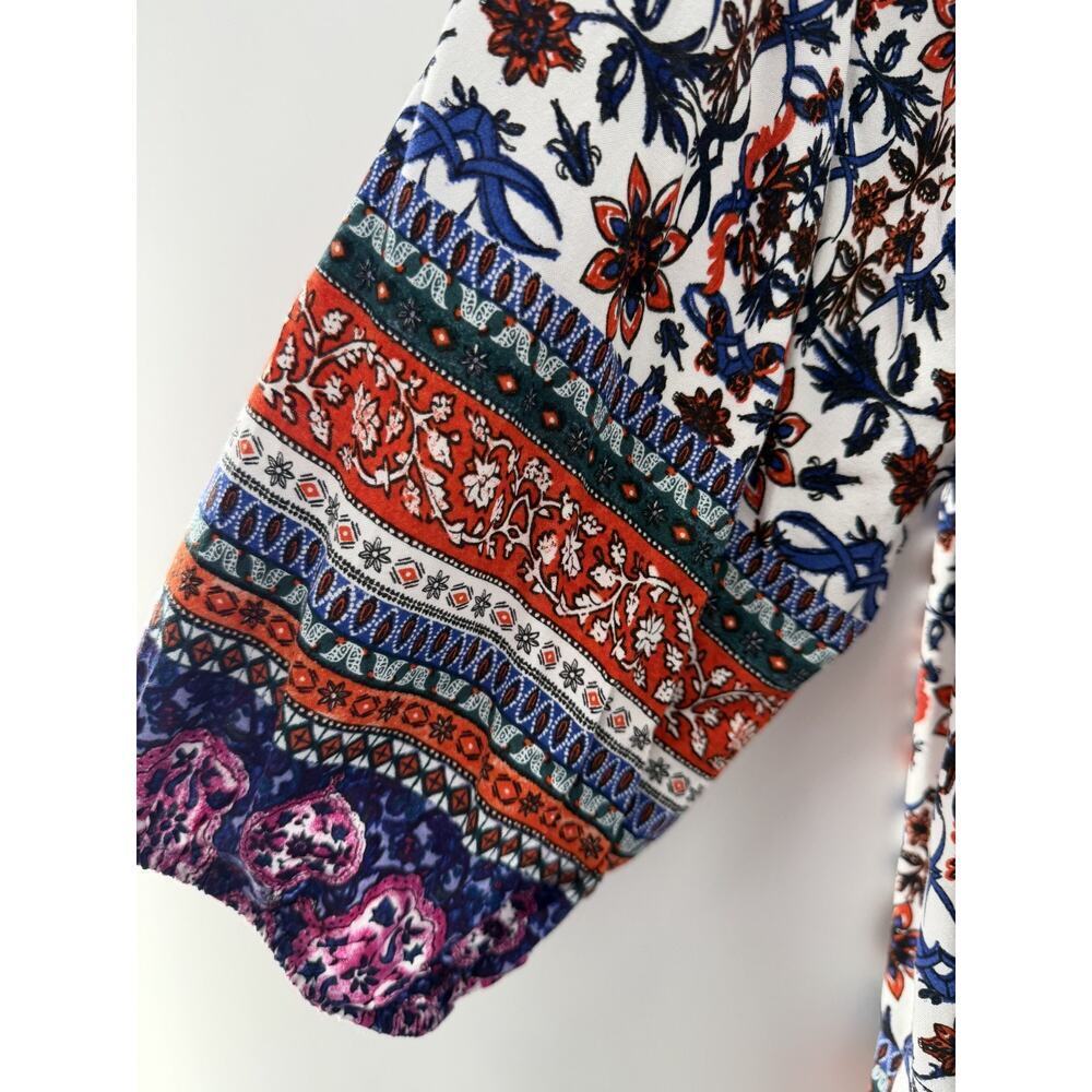 Ali Miles Women's V-Neck 3/4 Sleeve Abstract Blouse Size 3X Boho Modern Casual - Picture 6 of 10